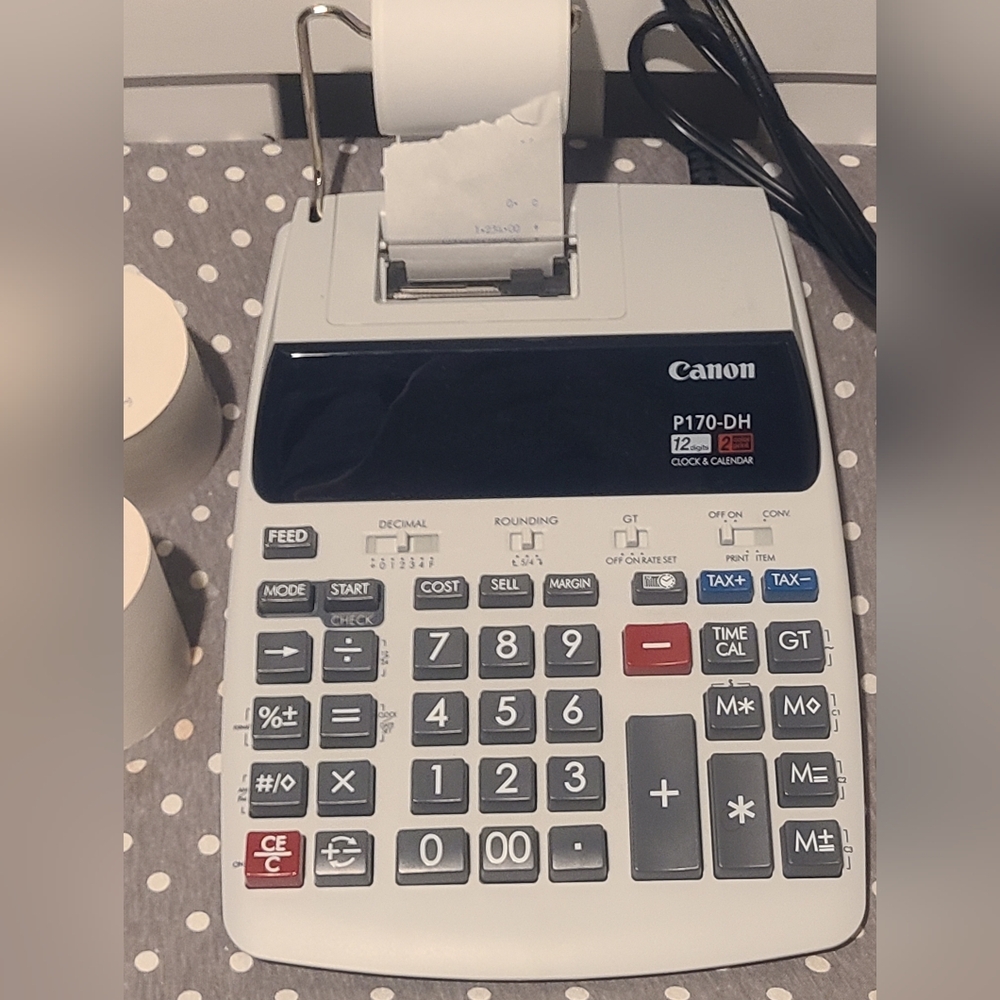 CANON P170-DH Printing Calculator TESTED - WORKING with 3 paper spools - Picture 3 of 7